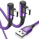 sweguard USB Type C Charger Cable Right Angle [2-Pack,3.3FT] 3.1A Nylon Braided Cord for iPhone 17 16 15 Pro Max Plus iPhone Air Samsung Galaxy S26 S25 S24 S23 S22 S21 Note 20 A15 Flip Pixel LG Moto (purple)