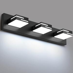 LED Modern Bathroom Vanity Light Fixtures, 3-Light 22-inch Dimmable Matte Black Vanity Lights for Bathroom Lighting Fixtures Over Mirror, with 360 Rotatable Acrylic Heads (Cool White 6000K)