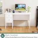 43.3" White Computer Desk with Drawers for Home Office