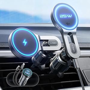 LISEN for Qi2.2 25W MagSafe Car Mount Charger, Valentines Day Gifts [Stable & Fast Charging] Magnetic Wireless Car Charger, Car Phone Holder Charger Fits iPhone 17 Pro Max Plus Air 16/15/14/13/12