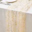 8 Packs Gold Table Runners 10 Ft, Sheer Cheese Cloth Tulle Birthday Decorations, Gold Foil Sequin Table Decoration Centerpiece for Party Birthday Wedding Anniversary Christmas