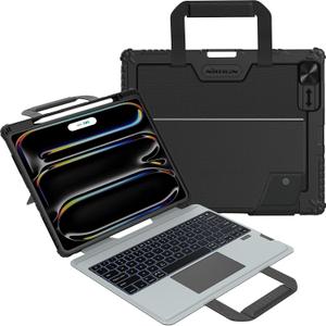 Nillkin Magic Keyboard Case for iPad Pro 13 inch M4 2024, Handheld Case for iPad Pro 13 inch 2024 with Keyboard, Pencil Holder, Large Trackpad, 7 Colors Backlit, Camera Protection, Black
