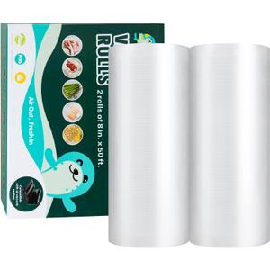 Happy Seal Vacuum Sealer Bags 8" x 50' 2 Pack for Food Saver, Rolls for Custom Fit Airtight Food Storage, Meal Prep or Sous Vide, Commercial Grade Vacuum Seal Freezer Bags