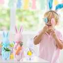 Yookeer 3 Pack Easter Bunny Decorations, Pastel Flocked Bunny Kit, Spring Table Centerpieces Easter Rabbit Set for Home Party Decor