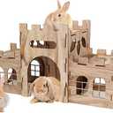 HIIMALEX Extra Large Bunny Castles Hideout Split Balcony for Indoor Bunnies Climbing Tower with Tunnel Sturdy House for Rabbits Ferrets Guinea Pigs Hamsters Ventilated Enrichment Toys Habitat