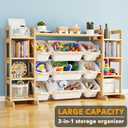 SpaceAid Large Toy Storage Organizer 9 Shelves 9 Bins, Toy Organizers Storage Bookshelf, Kids Bin Shelf Toys Box Bookcase for Bedroom Playroom Organization Room Decor, White