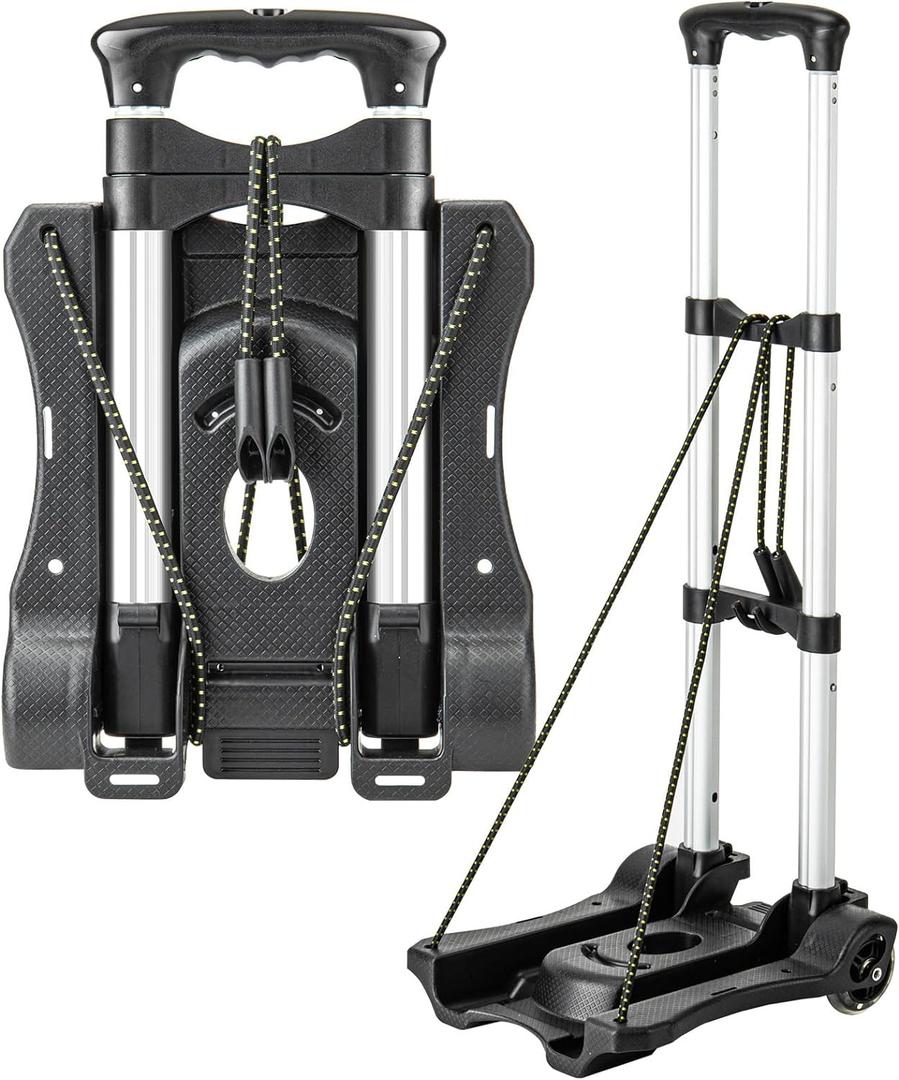 Vsaikeo Small Folding Hand Truck Dolly with 2 Wheels, Lightweight Aluminum Foldable Luggage Cart, Collapsible Cart Portable Dolly for Airport Travel Moving Use