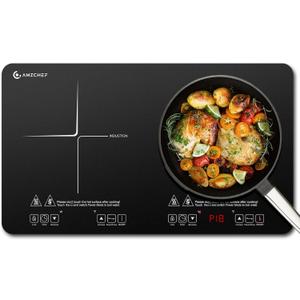 AMZCHEF Portable-Induction-Cooktop-2-Burner-ETL-Certified: 18 Power & 20 Temperature Levels Induction Burners 1800W, Independent Control,10-hour Timer, Safety Lock, Low Noise Electric Cooktops