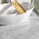 18 Inch Linear Shower Drain-Brushed Gold, with Tile Insert Grate | AISI 304 Stainless Steel Shower Drain, Rectangle Shower Floor Drain with Leveling Feet, Fits Bathroom & Balcony etc