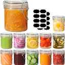ComSaf 8oz Small Airtight Glass Jars Set of 11 with Lid Food Storage Jar Round, Mini Storage Container with Clear Preserving Seal Wire Clip Fastening for Kitchen Canning, Jam, Spice, Honey, Mason Jars