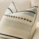 EMEMA Set of 2 Blue Boho Decorative Throw Pillow Covers 26x26 Inch Tufted Chenille Farmhouse Cushion Covers Textured Striped Pillow Covers Accent Neutral Pillowcases for Sofa Couch Bed Home Decor