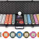 Versa Games Poker Chips - Clay Poker Chips Set - 13.5g 500 Piece Crown Casino Poker Set with Numbers Denomination - Upgraded Poker Set Case