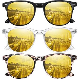 Okany Blue Light Blocking Glasses for Women Men, Round Computer Glasses, Anti-Glare/UV/Glare Gaming Glasses (3 Pack Black + White + Leopard)