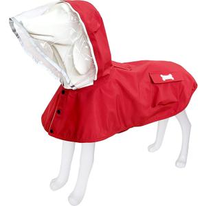 Dog Raincoat,Waterproof Rain Poncho with Hoodie, High Reflective Adjustable Pet Rain Jacket with Leash Hole for Small Medium and Large Dogs (Red, Medium)