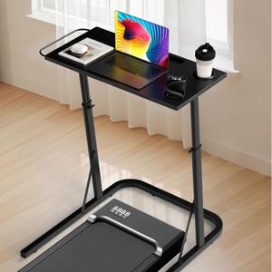 Adjustable Treadmill Walking Pad Desk, for Bike/Cycling Trainer, Workstation Standing Desk, Trainer Stand Table for Indoor, Treadmill Attachment-Exercise While Working or Watching TV, Black, Compact