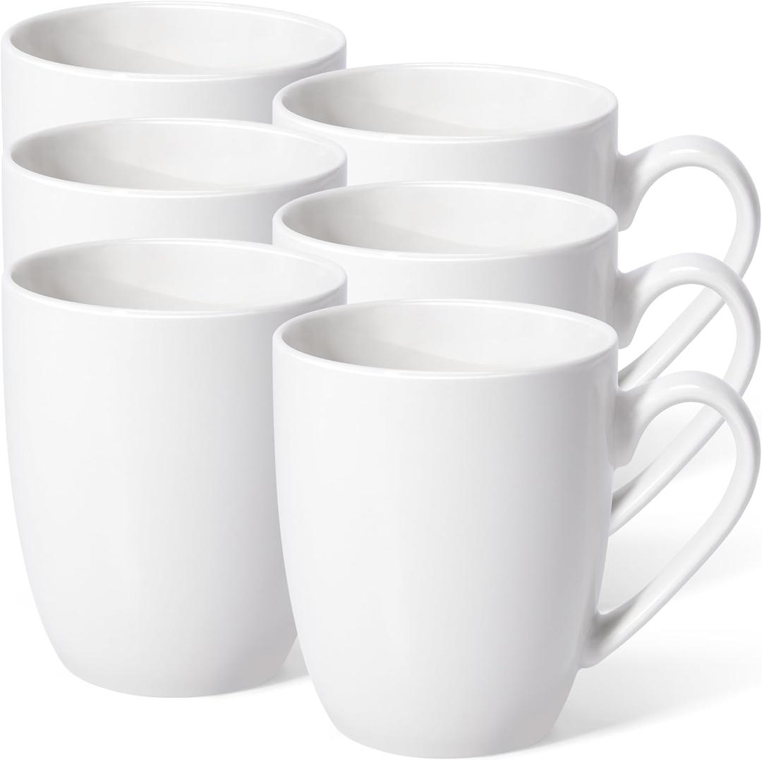 Urbanstrive 16 oz Large Coffee Mugs Set of 6 Ceramic Coffee Mug White Coffee Cups Tea Cups Idea Gift for Women Men House Warming Gifts New Home Office, White 6 Pack (White)