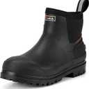 HISEA Men's Chelsea Rain Boots, Rubber Ankle Short Boots for Men Waterproof, Durable Insulated Mud Booties for Outdoor Garden Work (9, Black)