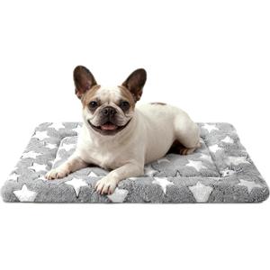 Dog Bed Mat, Reversible Crate Pad & Durable Dog Bed - Machine Washable Kennel Mat with Ultra Soft for Medium Dogs (Cool/Warm), 30" x 20", Grey&Star