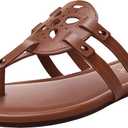 Athlefit Womens Flat Sandals Flip Flops Casual Slip on Comfortable Thong Beach Sandal for Women Dressy (6, Saddle Brown)