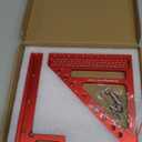 Large Carpenter Square 6.5''x5.79''Protractor Ruler with 3D Multi-Angle Measuring and Scribing Features with Anti-Lost Pin for Accurate Woodworking & Construction (Red)