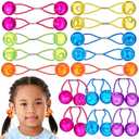 24pc Ponytailers Large Round Ponytail Balls Twin Bead Hair Elastics Bright Multicolored Twin Hair Beads Bauble Hair Ties Ponytail Holders, Toddler KidsValue Pack