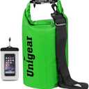 Unigear Dry Bag Waterproof, 5LFloating and Lightweight Bags for Kayaking, Boating, Fishing, Swimming and Camping with Waterproof Phone Case Green