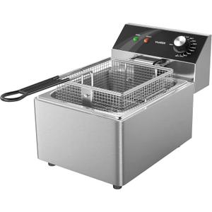 Electric Deep Fryer Countertop Deep Fryer with Basket and Lid Capacity 10L(10.5QT) Stainless Steel Single Tank Fryer for Home Use Easy to Clean Oil Fryers 1800 Watts, 120V