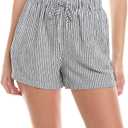Onia Women's Air Linen Elastic Drawstring Short (Medium, Deep Navy/White)