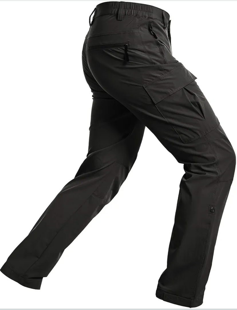 Men's-Hiking-Pants Lightweight Water Resistant Quick Dry Outdoor Pants for Fishing Travel Camping, Size 16, Black
