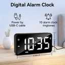 Plug in Digital Alarm Clocks with Rechargeable Backup Battery for Bedrooms Living Room Study Loud Bedside Desk Clock with Memory Function Dual Alarm 3 Modes Weekends Weekdays Every Day for Kids Adults