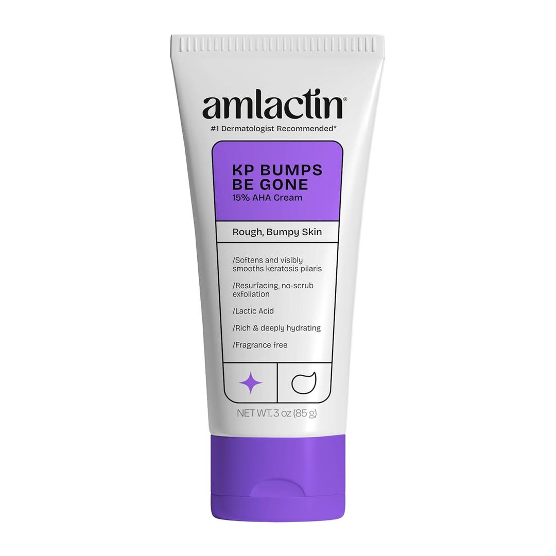 AmLactin KP Bumps Be Gone - Therapeutic Body Cream for Keratosis Pilaris - No-Scrub Exfoliator and Body Moisturizer for Dry Skin with 15% Lactic Acid AHA, 3 oz 