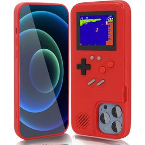 Gameboy Case for iPhone 16 Plus Only,Handheld Retro 168 Classic Games,Color Video Display Game Case for iPhone,Anti-Scratch Shockproof Phone Cover for iPhone Red