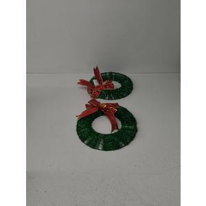 ATDAWN 2 Pcs Mini Christmas Wreath, 13 Inch Outdoor Lighted Christmas Wreath for Front Door, Xmas Wreath for Christmas Home Wall Door Decoration (Green)