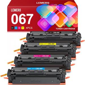 LEMERO 067 Toner Cartridges Compatible for Canon 067 067H Toner Cartridges Set Work for Canon MF656Cdw MF654Cdw MF653Cdw LBP632Cdw MF652Cdw LBP633Cdw Printer (BCMY-4 Pack of 067 067H Toner) (067 Black Cyan Yellow Magenta)