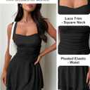 Women's Square Neck Ruffle Hem Mini Dresses Ruched Waist Slim Sleeveless Corset Dress for Women Short Party Dress (Black, L)