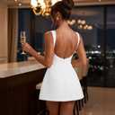 BNGD Women's Backless Vest Basic Dress Sexy Slim Short Dress Sleeveless Open Back Mini Dresses (White, M)
