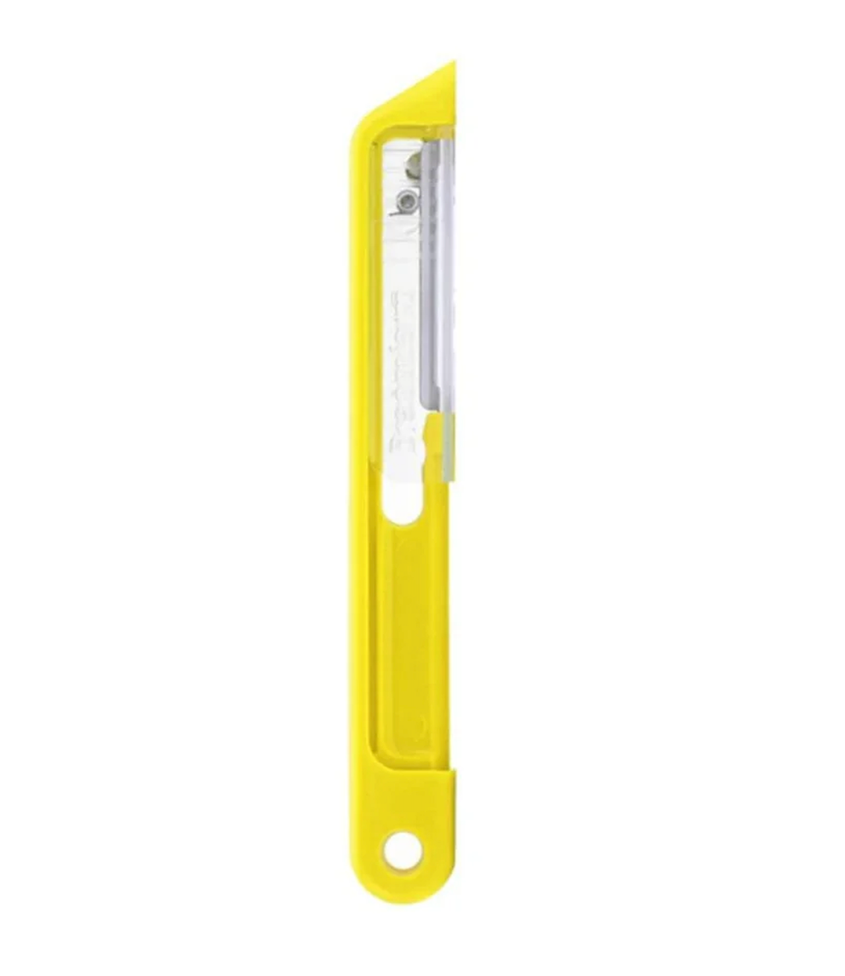 Dreamfarm Sharple Self-Sharpening Vegetable Peeler - Yellow Ceramic sharpener in safety cover automatically hones stainless steel swivel blade, suitable for left & right handed use