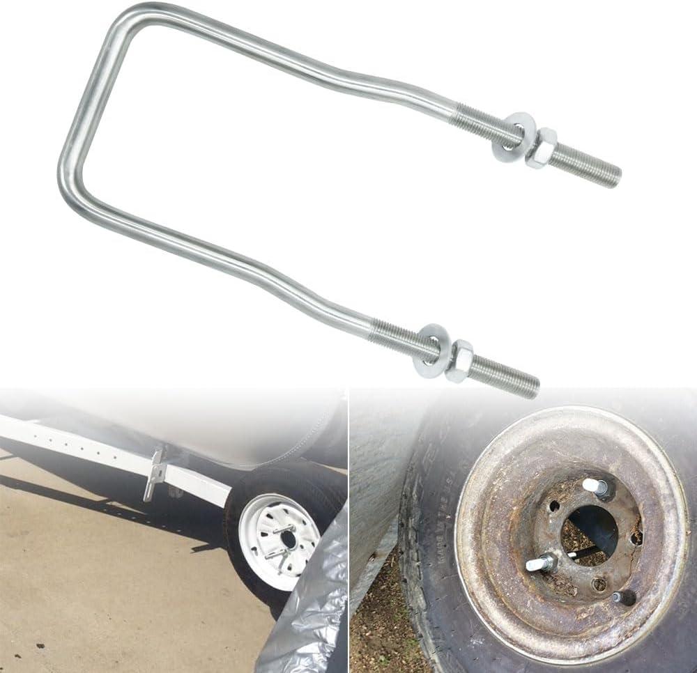 lifgarfe Trailer Spare Tire Mount Bracket U-Bolt Tire Carrier Holder Fit for Side Mount 4 or 5 Lug