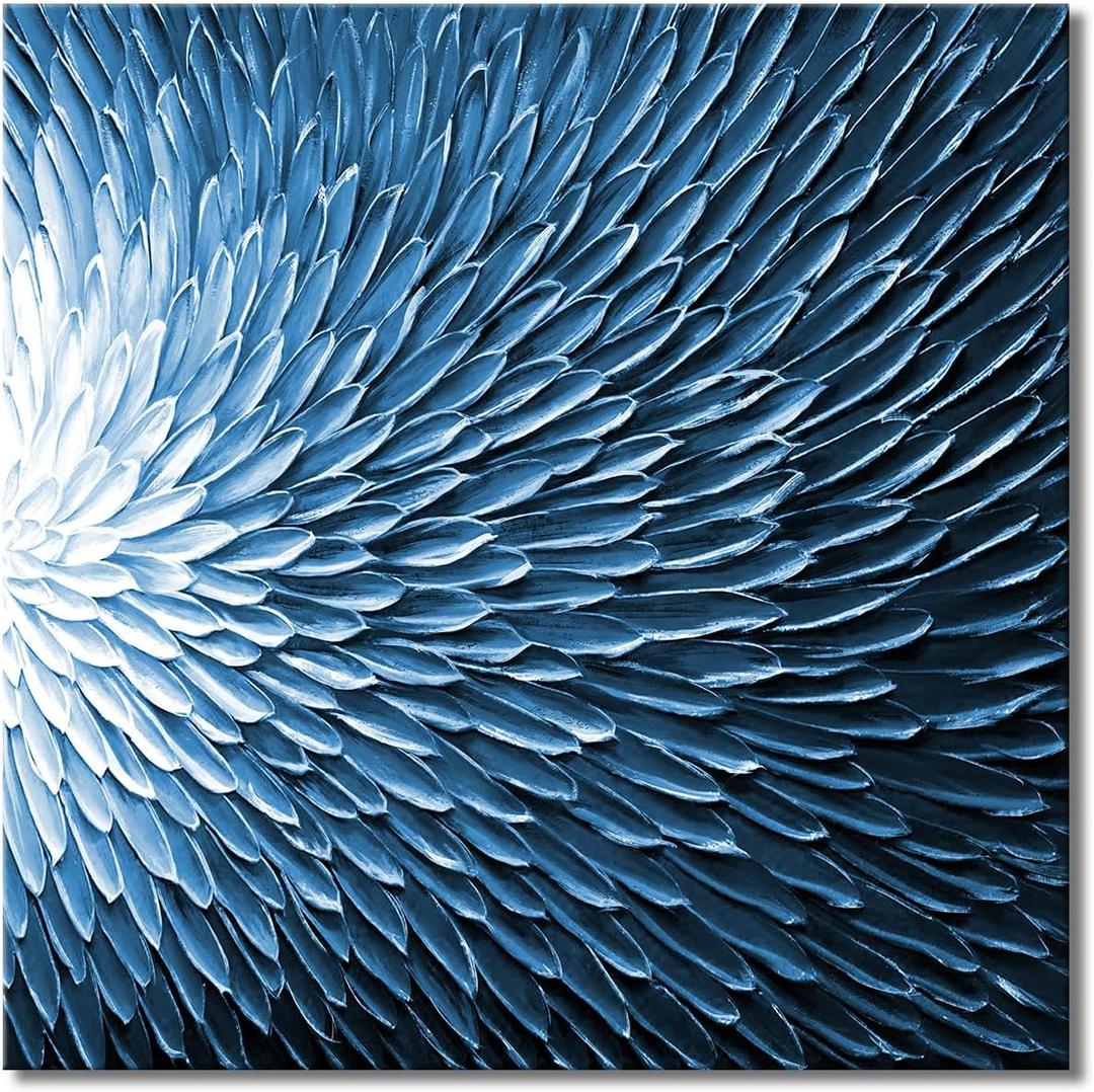 Blue and White Wall Art Decor Painting Pictures Print On Canvas, Modern Abstract Framed Canvas Wall Art for Home Decoration Living Room Bedroom Artwork