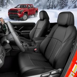Seat Covers for Toyota Tacoma 2024 2025 2026 (Double Cab, Gas Only) Faux Leather Waterproof Pickup Truck Seat Covers for Tacoma 4th Gen Accessories SR SR5 TRD Limited