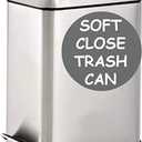 Homie Soft Close, Slim Trash Can 3.2 Gallon with Anti - Bag Slip Liner and Lid, Use as Mini Garbage Basket, Slim Dust Bin, or Decor in Bathroom, Restroom, Kitchen, or Bedroom (Stainless Steel)