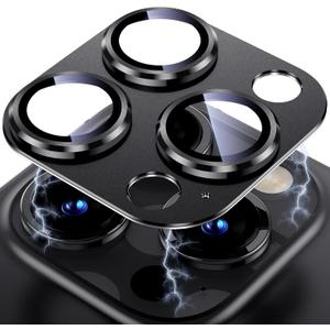 Uyiton for iPhone 13 Pro/iPhone 13 Pro Max Camera Lens Protector, [Strong Adsorption] [Drop Protection] Metal Ring Tempered Glass Rear Camera Screen Cover - Graphite