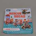 Emergency Vehicles 3D Puzzle Toy, HUZU Rescue Squad Wooden Snap Button Connection Building Blocks for Kids 3-8, Fire Truck Ambulance Police Car Helicopter Montessori Gifts for Preschool Children