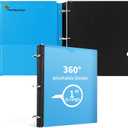 360 Degree Pivotable Binder, Upgraded 3 Ring Binder 1 inch, Flexible Binders 3 Ring, Foldable Three Ring Binders- Blue