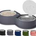 Stainless Steel Dog Bowl Set with Lids, 304 Metal Dual Food & Water Bowls for Dogs & Cats, Large Capacity Pet Feeder with Cover Keeps Food Fresh, Anti-Skid Dog Dish for Small/Medium/Large Pets