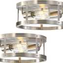 2-Pack Close to Ceiling Lights, Modern Brushed Nickle Semi Flush Mount Ceiling Light Fixture, 11 Inch E26 Base Indoor Kitchen Ceiling Lamp for Kitchen Bedroom Living Room Hallway
