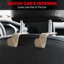 AMVOYOA U-Shaped Car Leather Hooks Car Purse Holder, Headrest Hooks for Car, Back Seat Organizer - Elevate Your Travel Experience!(Beige)