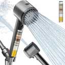 Cobbe Ion Drops Filtered Shower Head with Handheld, 4+1 Spray Mode Showerhead with Filters, Built-in Power Wash for Hard Water - Remove Chlorine - Reduces Dry Itchy Skin, Luxury Gray