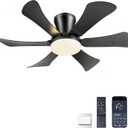 GJeg Ceiling Fans with Lights,36" Low Profile Ceiling Fan with Light and Remote Control,Flush Mount, Reversible, Dimmable, Noiseless, Black Ceiling Fan for Bedroom, Small