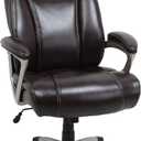 Amazon Basics Big and Tall Executive Office Chair with Lumbar Support, Adjustable Height, 360-Degree Swivel, 350-Pound Capacity, 28.5"D x 30.25"W x 47.9"H, Brown with Pewter Finish